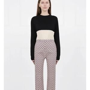 JIL SANDER Contrast Panel Knit Top Black/White No Size Tag See Measurements